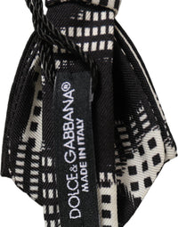Dolce & Gabbana Dolce & Gabbana Black White Checkered Adjustable Neck Papillon Bow Men's Tie