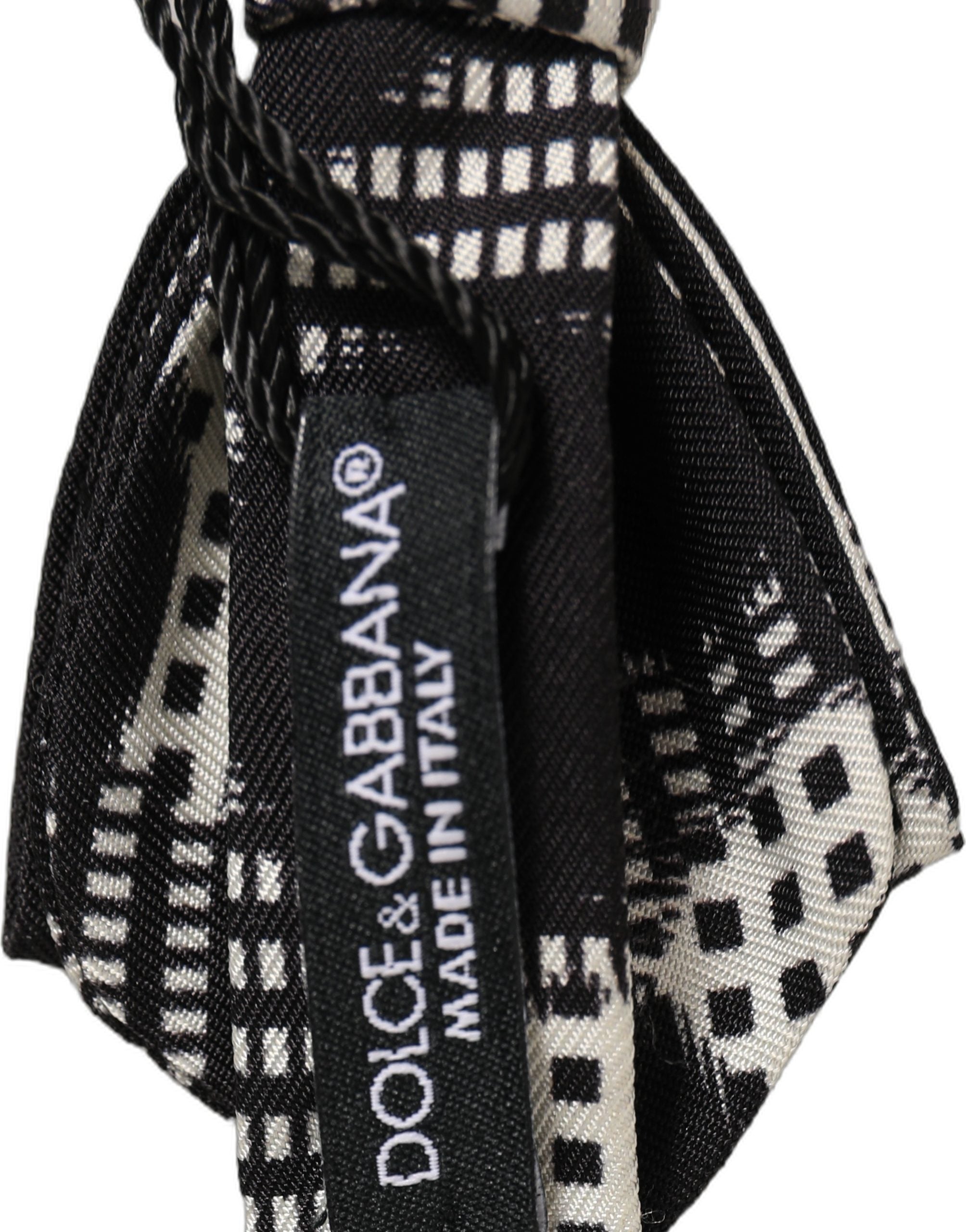 Dolce & Gabbana Dolce & Gabbana Black White Checkered Adjustable Neck Papillon Bow Men's Tie