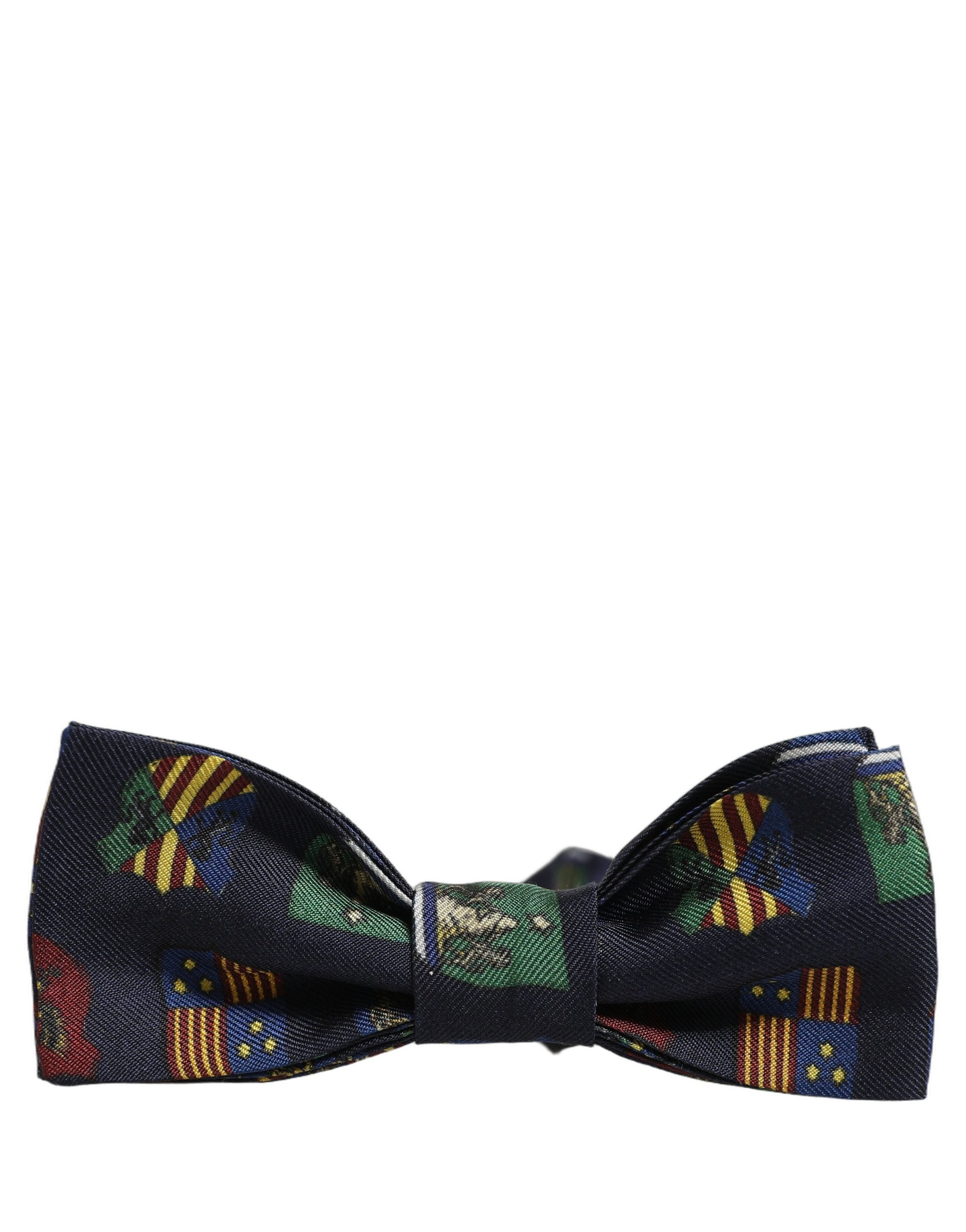 Dolce & Gabbana Dolce & Gabbana Men Blue Flags 100% Silk Adjustable Neck Papillon Bow Men's Tie
