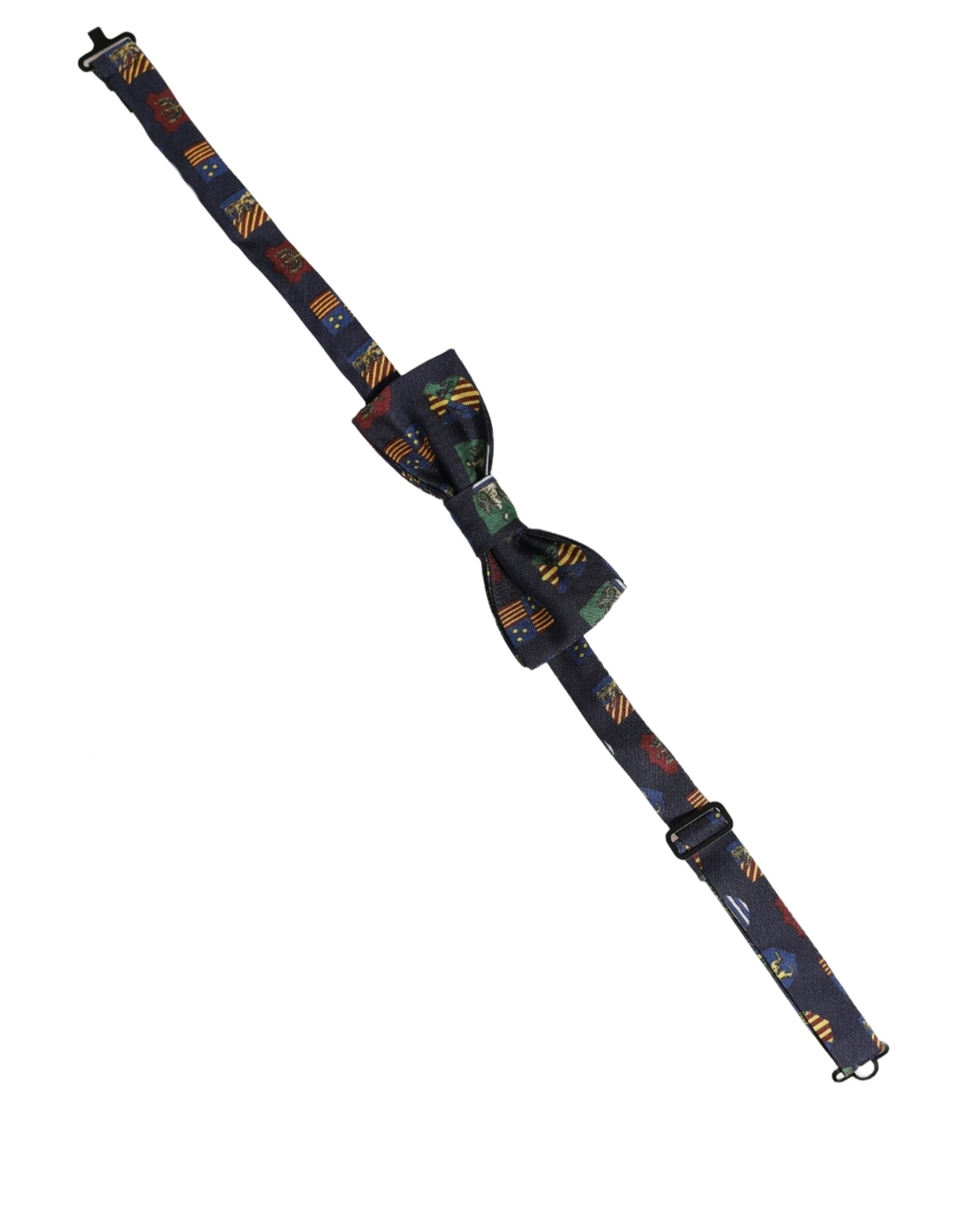 Dolce & Gabbana Dolce & Gabbana Men Blue Flags 100% Silk Adjustable Neck Papillon Bow Men's Tie