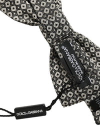 Dolce & Gabbana Dolce & Gabbana Men Gray Silk Patterned Adjustable Neck Papillon Bow Men's Tie