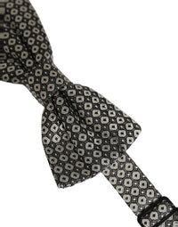 Dolce & Gabbana Dolce & Gabbana Men Gray Silk Patterned Adjustable Neck Papillon Bow Men's Tie