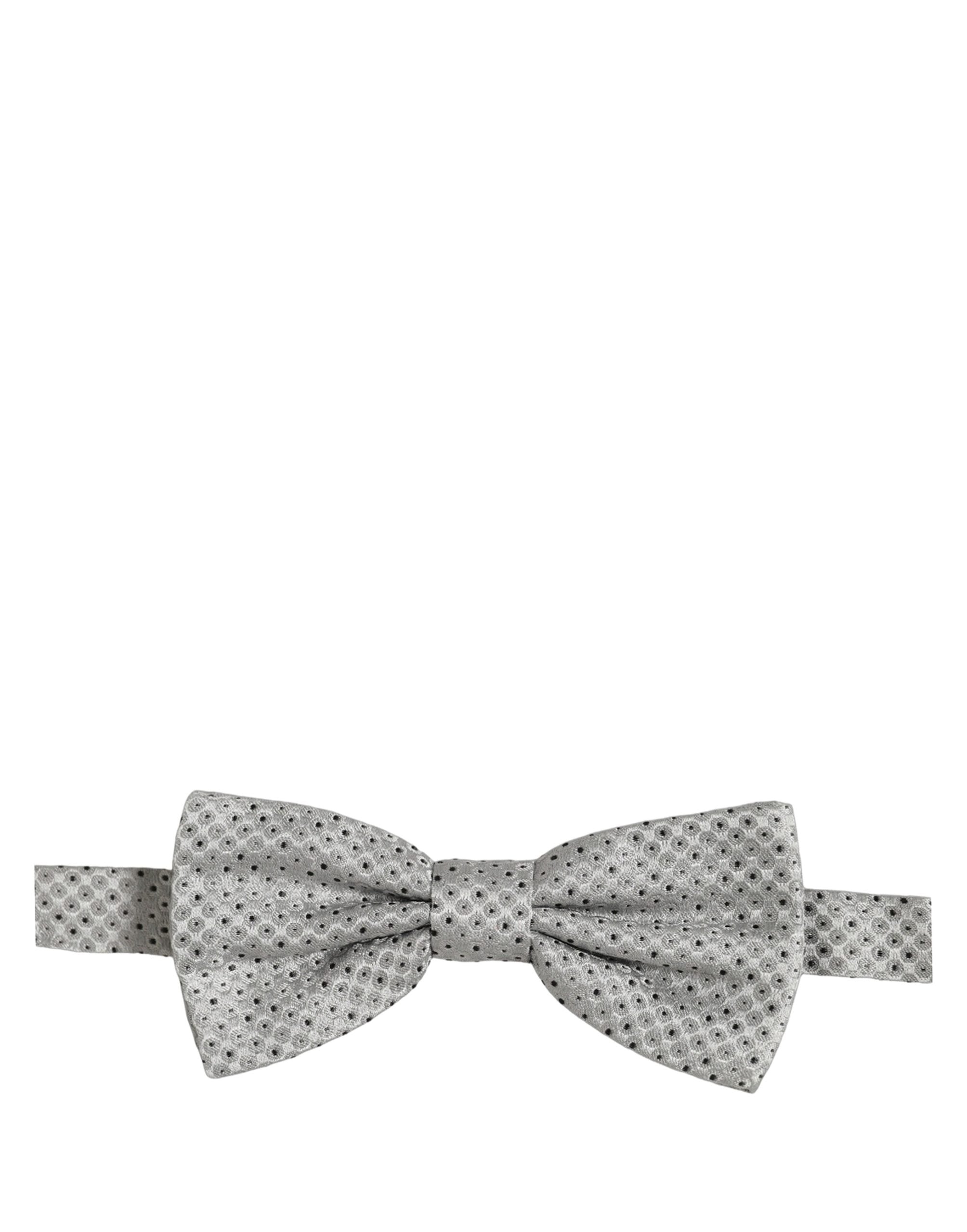 Dolce & Gabbana Dolce & Gabbana Men Black Gray Polka Dot Adjustable Neck Papillon Bow Men's Tie