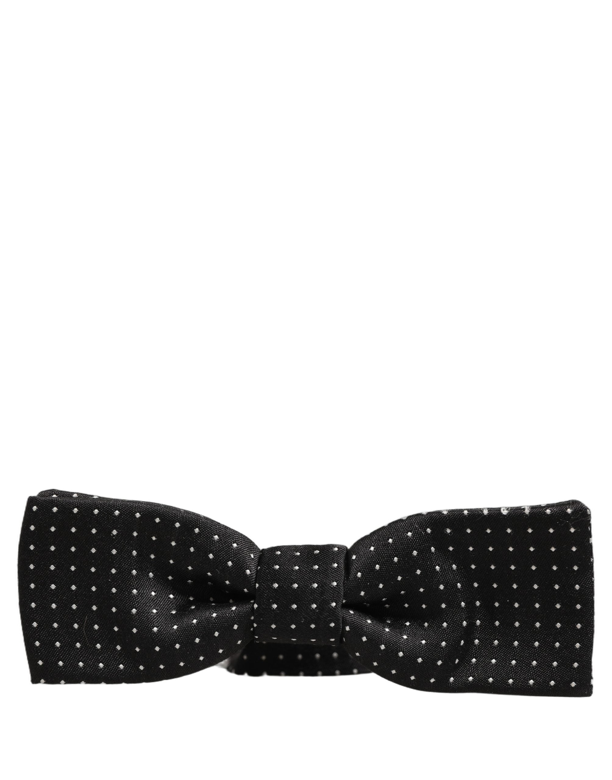 Dolce & Gabbana Dolce & Gabbana Black White Polka Dot Adjustable Neck Papillon Bow Men's Tie