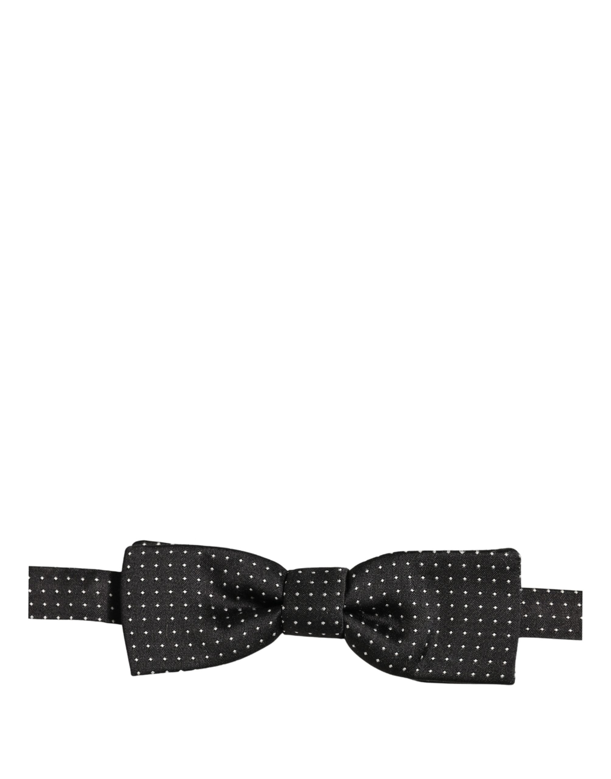 Dolce & Gabbana Dolce & Gabbana Black White Polka Dot Adjustable Neck Papillon Bow Men's Tie