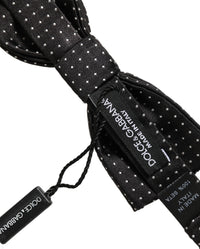 Dolce & Gabbana Dolce & Gabbana Black White Polka Dot Adjustable Neck Papillon Bow Men's Tie