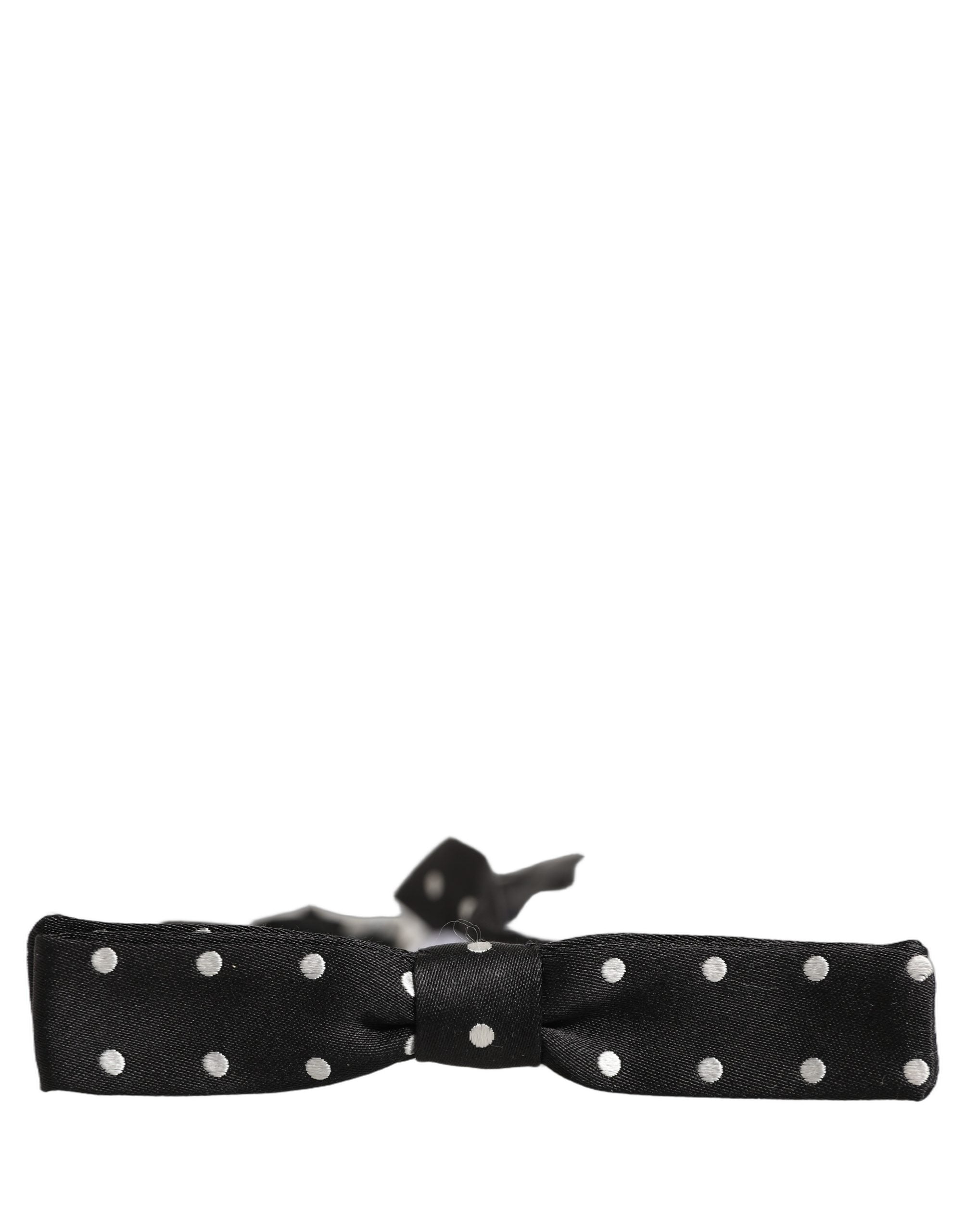 Dolce & Gabbana Dolce & Gabbana Black White Polka Dot Adjustable Neck Papillon Bow Men's Tie
