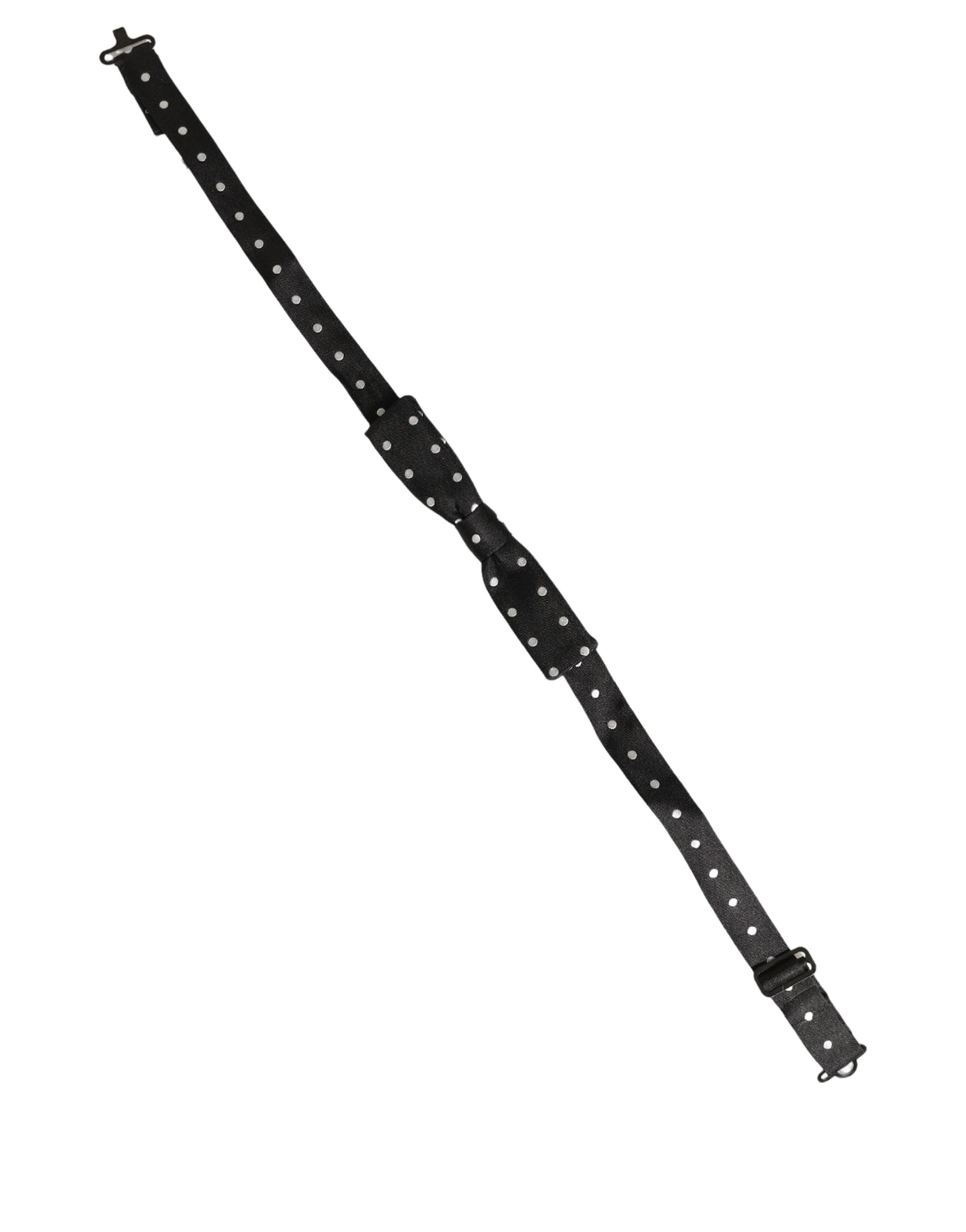 Dolce & Gabbana Dolce & Gabbana Black White Polka Dot Adjustable Neck Papillon Bow Men's Tie