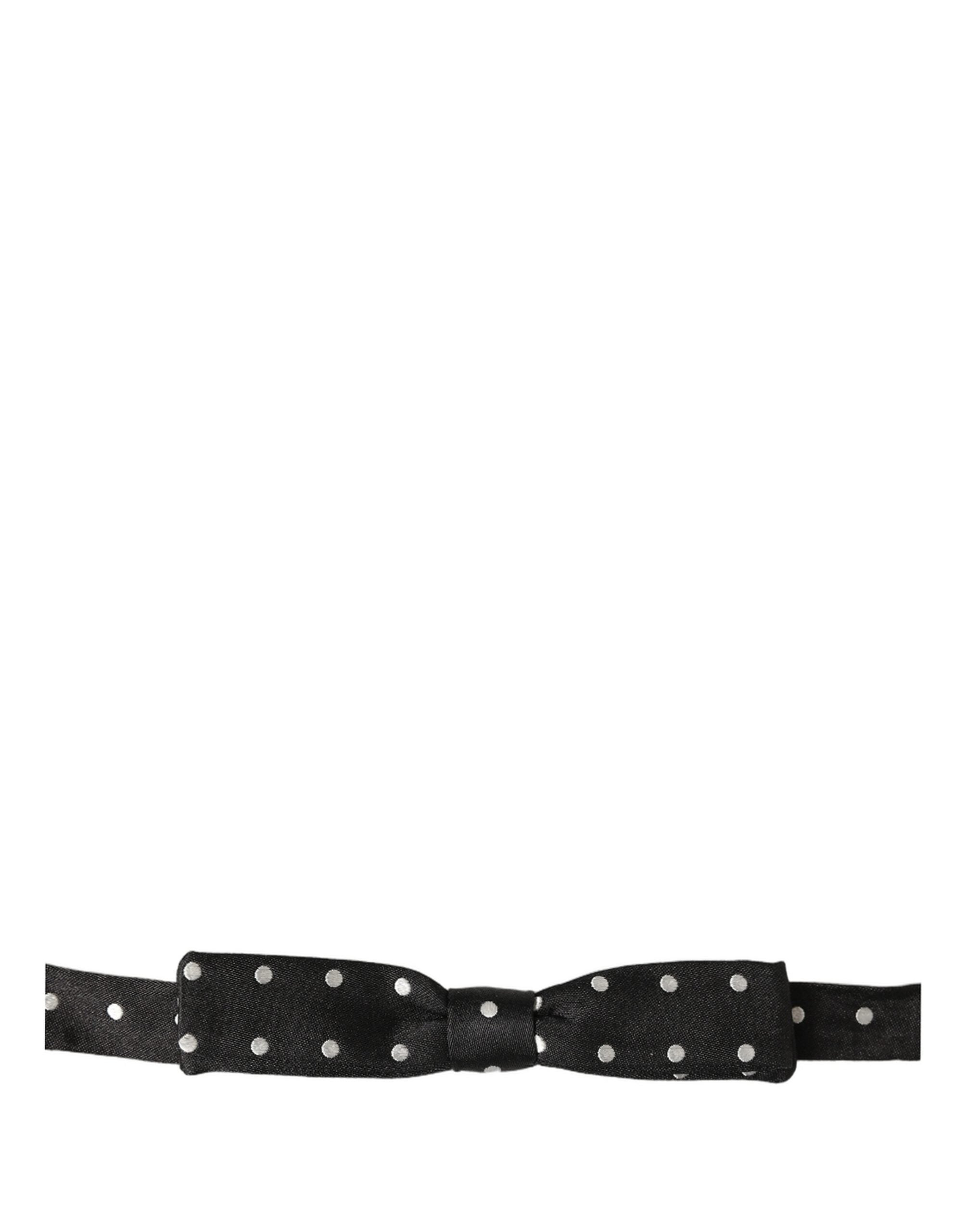 Dolce & Gabbana Dolce & Gabbana Black White Polka Dot Adjustable Neck Papillon Bow Men's Tie