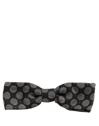 Dolce & Gabbana Dolce & Gabbana Black White Geometric Silk Adjustable Neck Papillon Bow Men's Tie