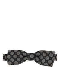 Dolce & Gabbana Dolce & Gabbana Black White Geometric Silk Adjustable Neck Papillon Bow Men's Tie