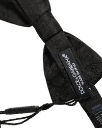 Dolce & Gabbana Dolce & Gabbana Men Black Paisley Silk Adjustable Neck Papillon Bow Men's Tie