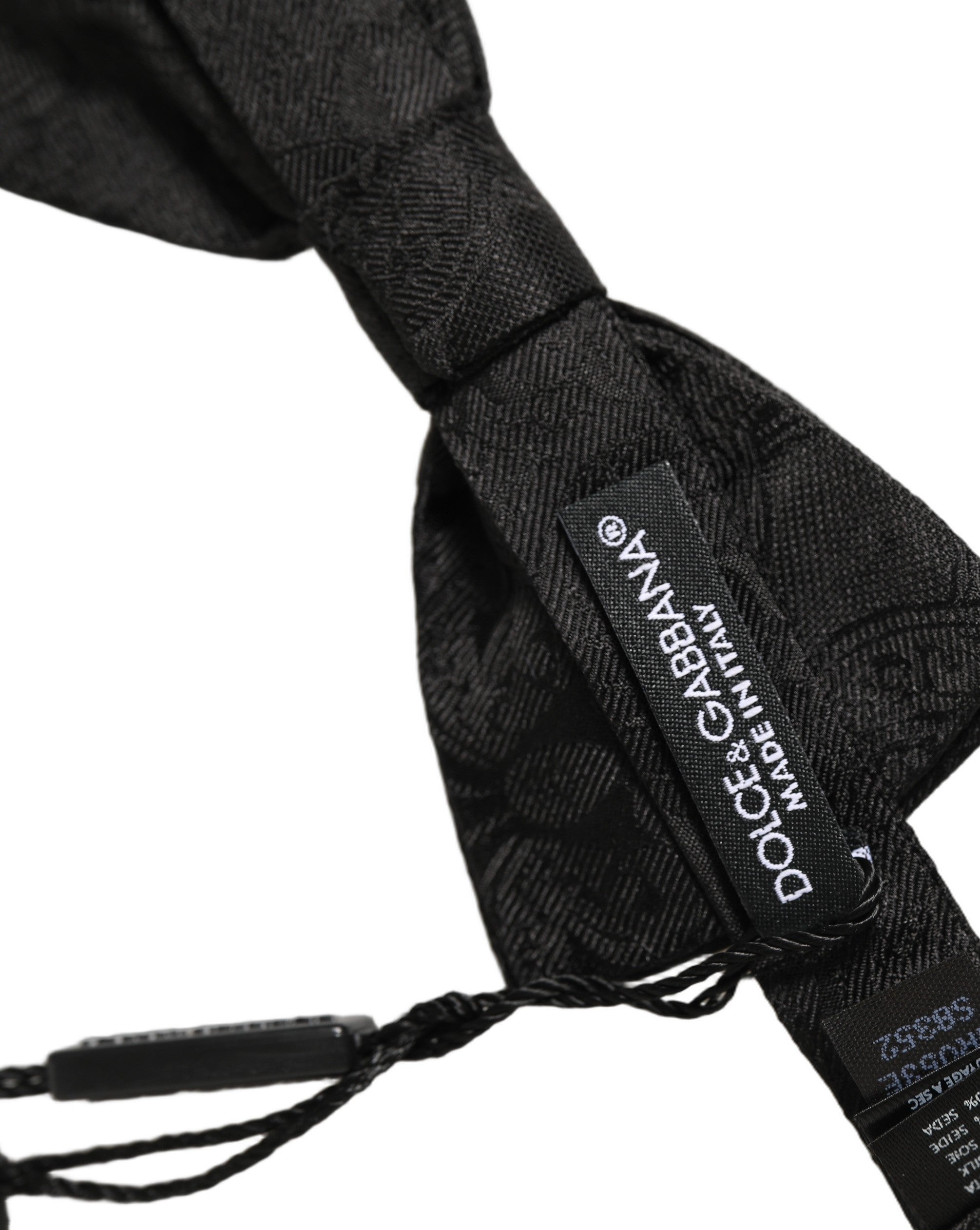 Dolce & Gabbana Dolce & Gabbana Men Black Paisley Silk Adjustable Neck Papillon Bow Men's Tie
