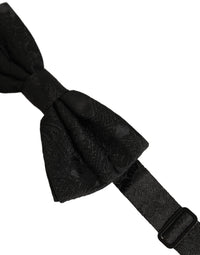 Dolce & Gabbana Dolce & Gabbana Men Black Paisley Silk Adjustable Neck Papillon Bow Men's Tie