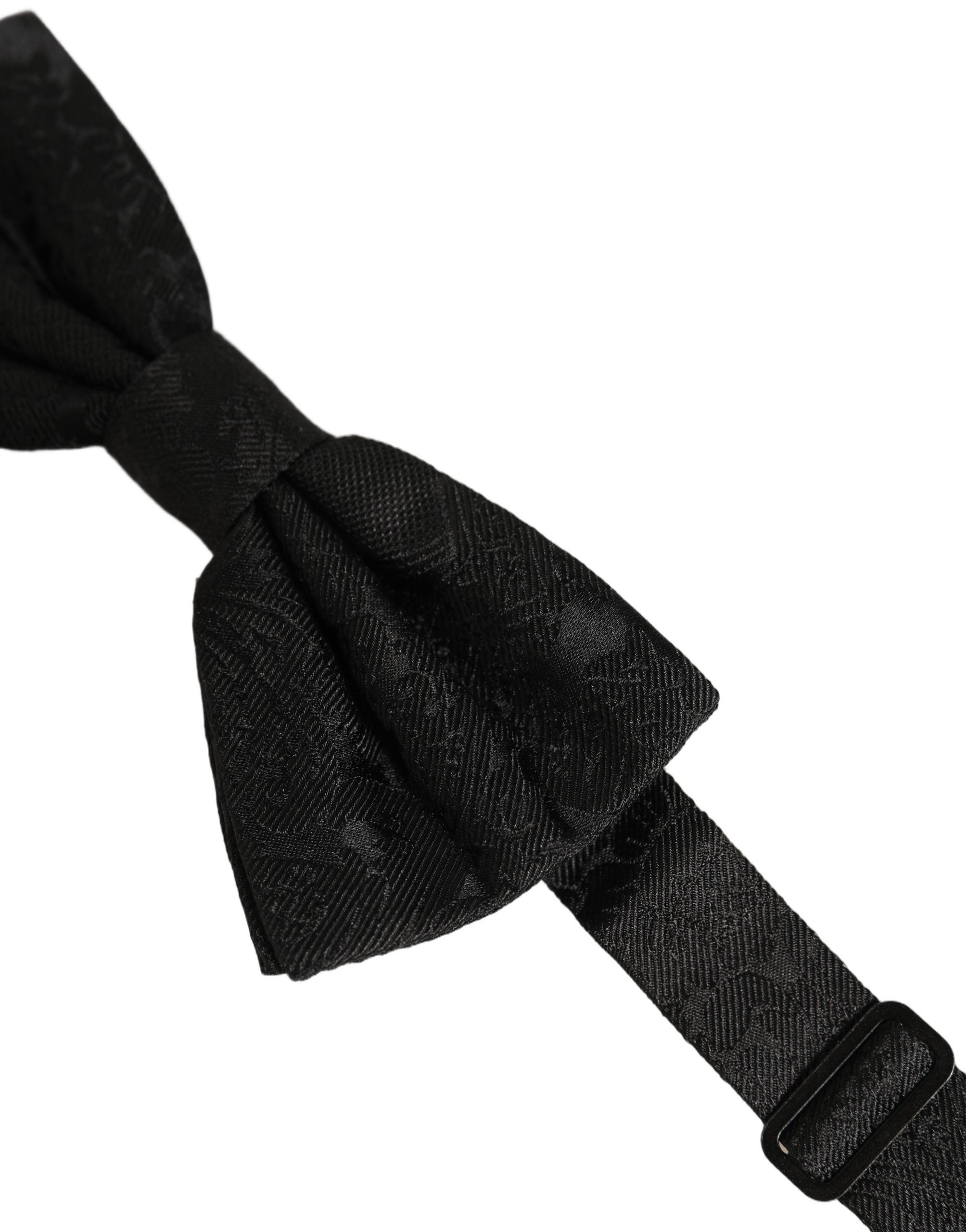 Dolce & Gabbana Dolce & Gabbana Men Black Paisley Silk Adjustable Neck Papillon Bow Men's Tie