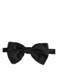 Dolce & Gabbana Dolce & Gabbana Men Black Paisley Silk Adjustable Neck Papillon Bow Men's Tie