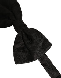 Dolce & Gabbana Dolce & Gabbana Men Black Paisley Silk Adjustable Neck Papillon Bow Men's Tie