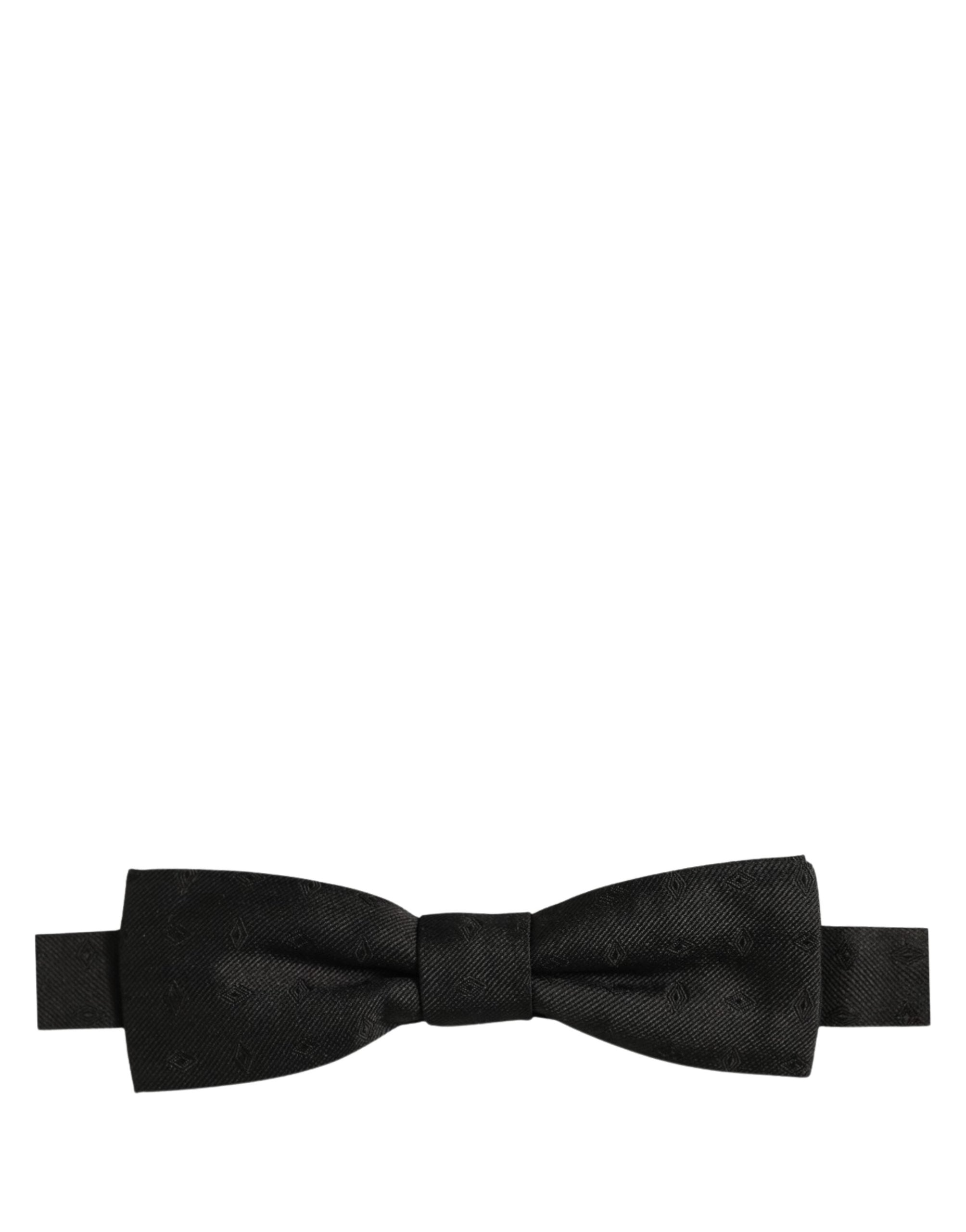 Dolce & Gabbana Dolce & Gabbana Men Black 100% Silk Adjustable Neck Papillon Bow Men's Tie