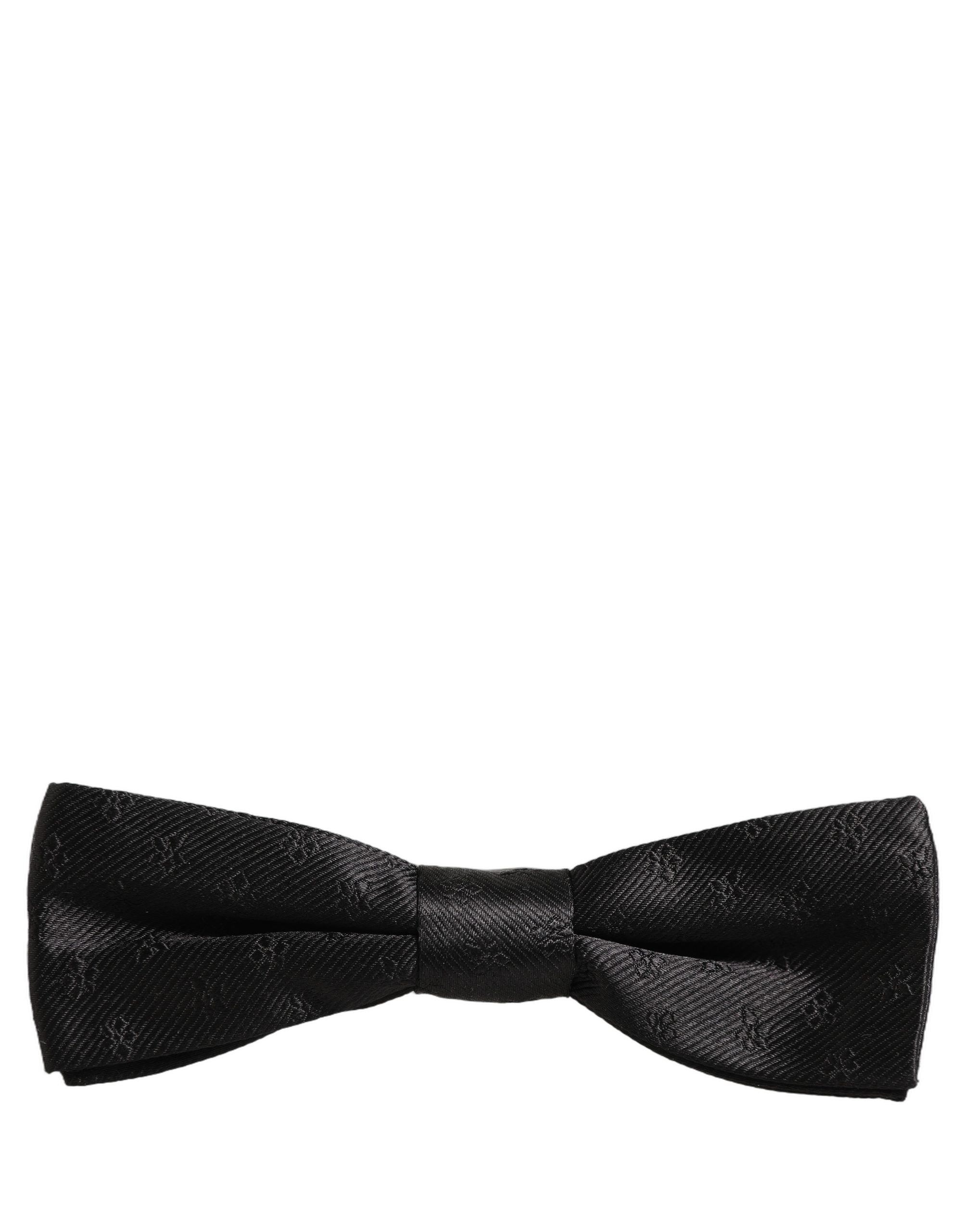 Dolce & Gabbana Dolce & Gabbana Men Black Floral Silk Adjustable Neck Papillon Bow Men's Tie