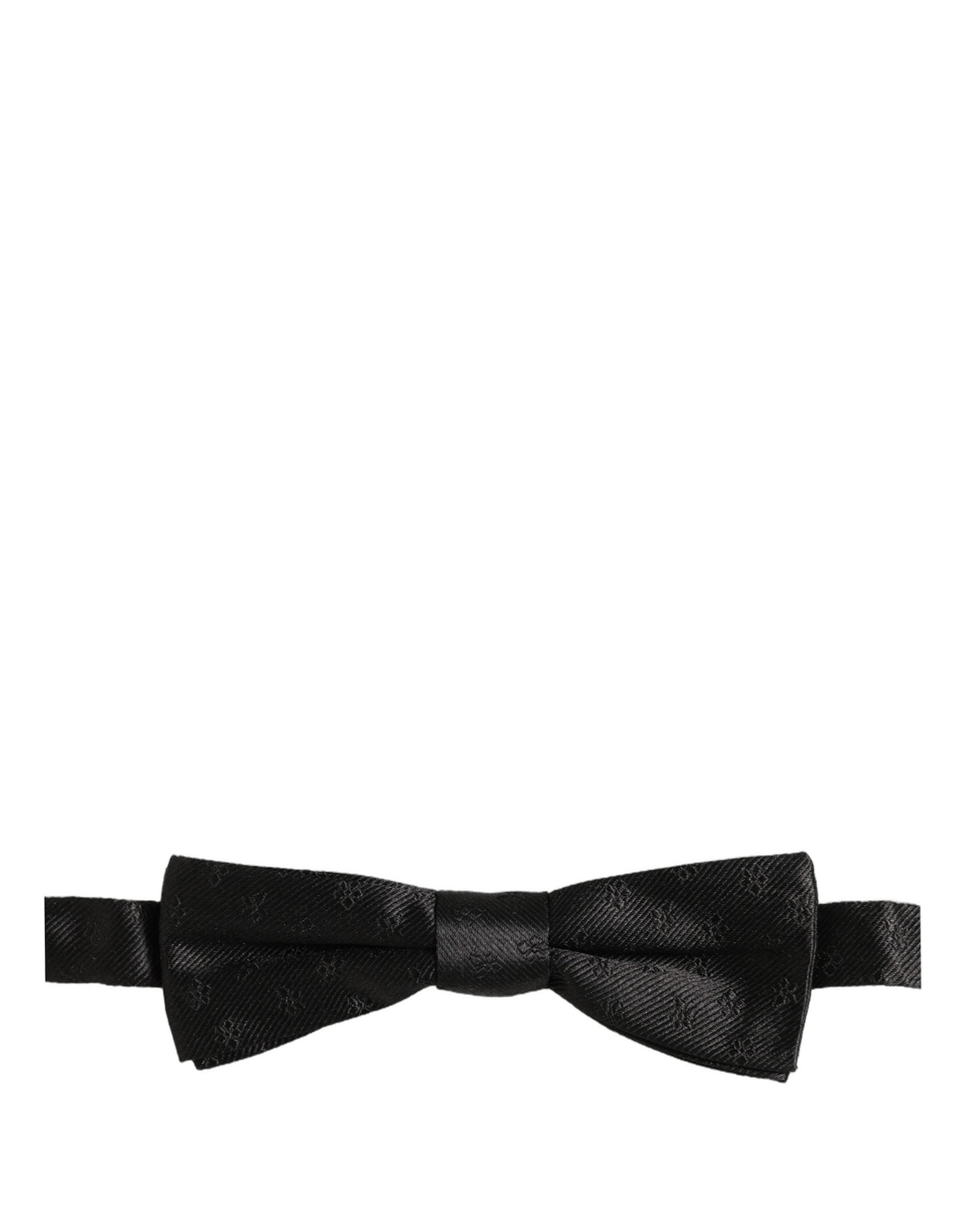 Dolce & Gabbana Dolce & Gabbana Men Black Floral Silk Adjustable Neck Papillon Bow Men's Tie