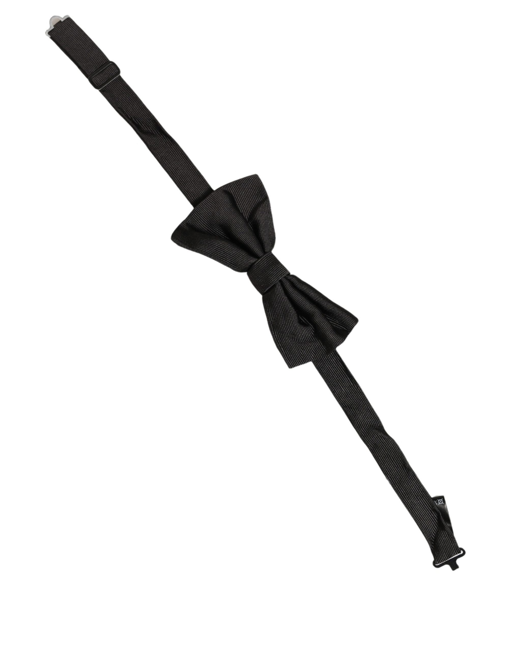 Dolce & Gabbana Dolce & Gabbana Men Black 100% Silk Adjustable Neck Papillon Bow Men's Tie