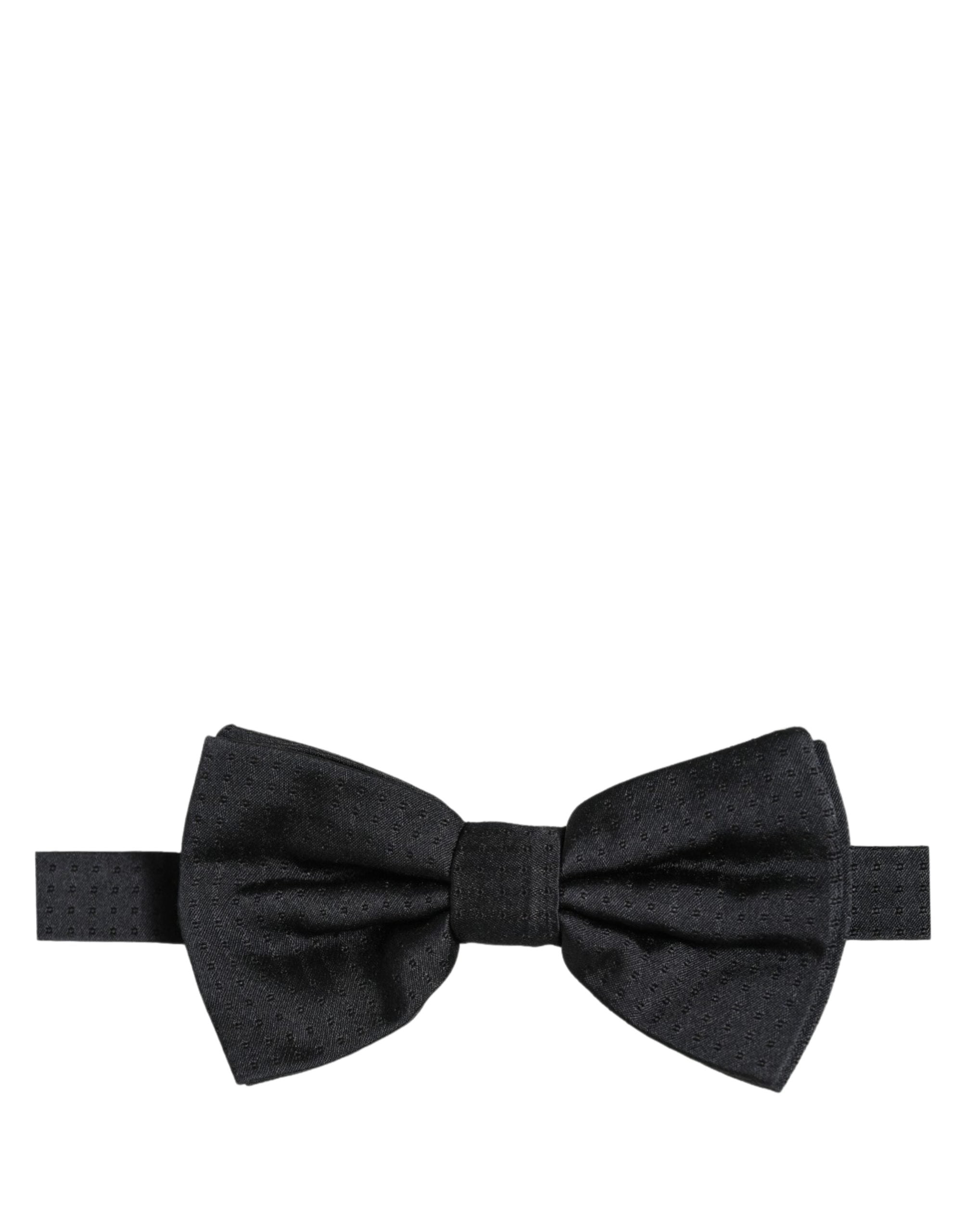 Dolce & Gabbana Dolce & Gabbana Men Black 100% Silk Adjustable Neck Papillon Bow Men's Tie