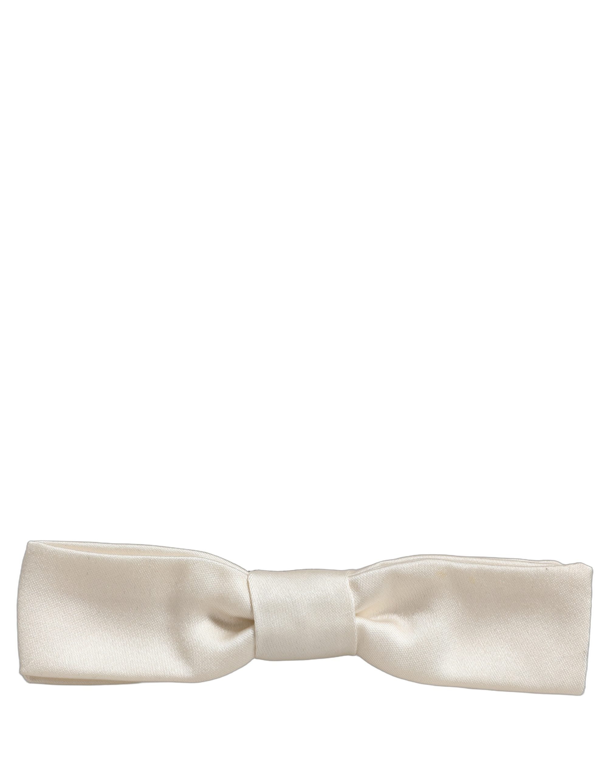 Dolce & Gabbana Dolce & Gabbana Men White 100% Silk Adjustable Neck Papillon Bow Men's Tie