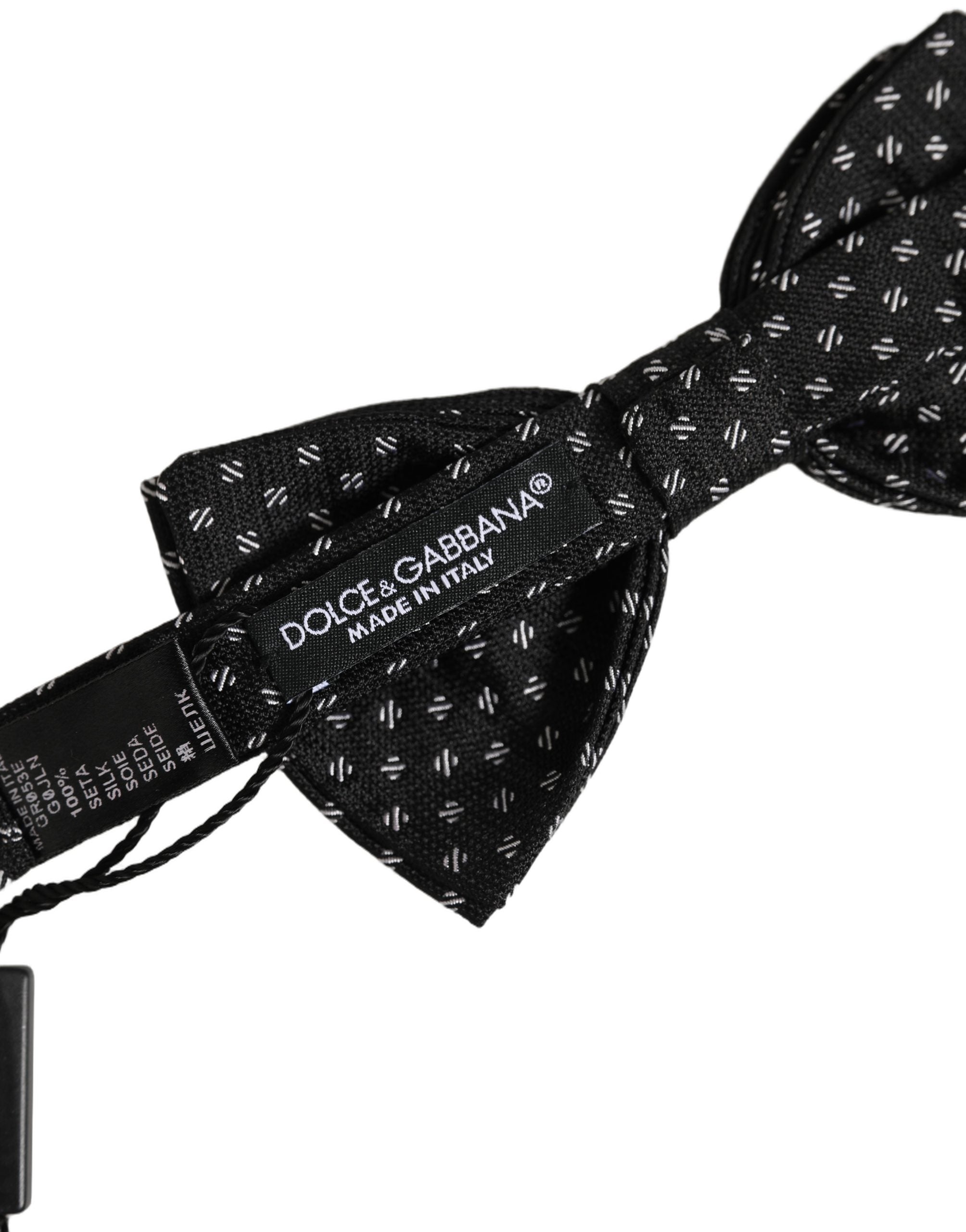 Dolce & Gabbana Dolce & Gabbana Men Black Patterned Adjustable Neck Papillon Bow Men's Tie