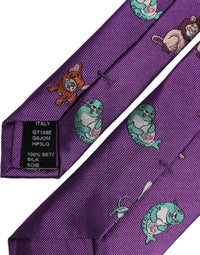 Dolce & Gabbana Men Purple Animal Print Adjustable Men'sd NeckMen's Men's Tie