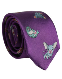 Dolce & Gabbana Men Purple Animal Print Adjustable Men'sd NeckMen's Men's Tie