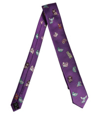 Dolce & Gabbana Men Purple Animal Print Adjustable Men'sd NeckMen's Men's Tie
