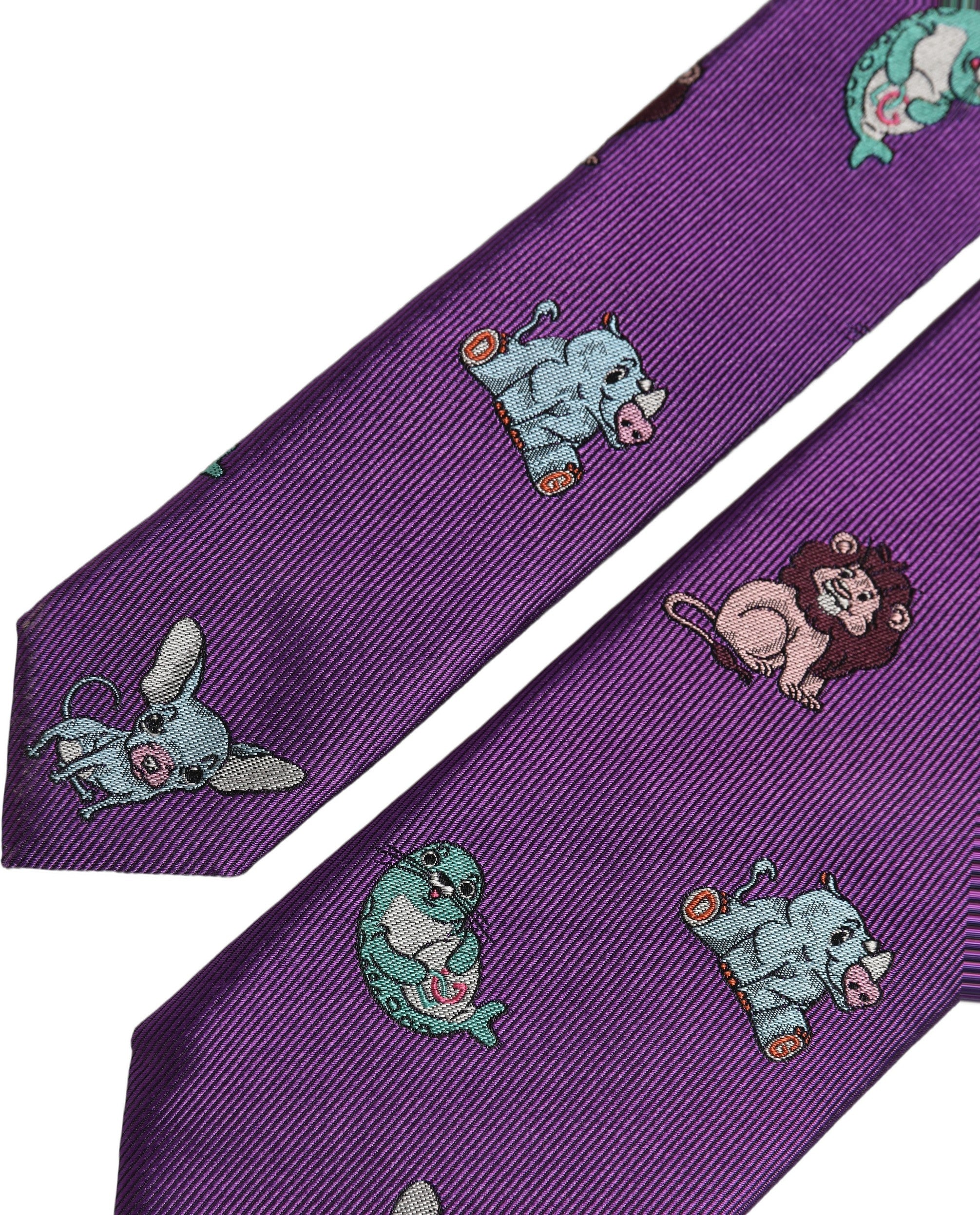 Dolce & Gabbana Men Purple Animal Print Adjustable Men'sd NeckMen's Men's Tie