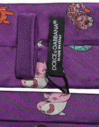 Dolce & Gabbana Men Purple Animal Print Adjustable Men'sd NeckMen's Men's Tie