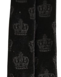 Dolce & Gabbana Men Black Crown Print Silk Adjustable Men'sd NeckMen's Men's Tie