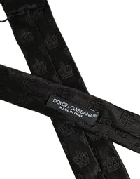 Dolce & Gabbana Men Black Crown Print Silk Adjustable Men'sd NeckMen's Men's Tie
