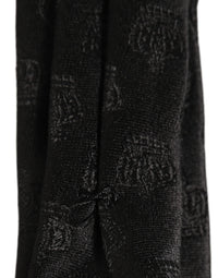 Dolce & Gabbana Men Black Crown Print Silk Adjustable Men'sd NeckMen's Men's Tie