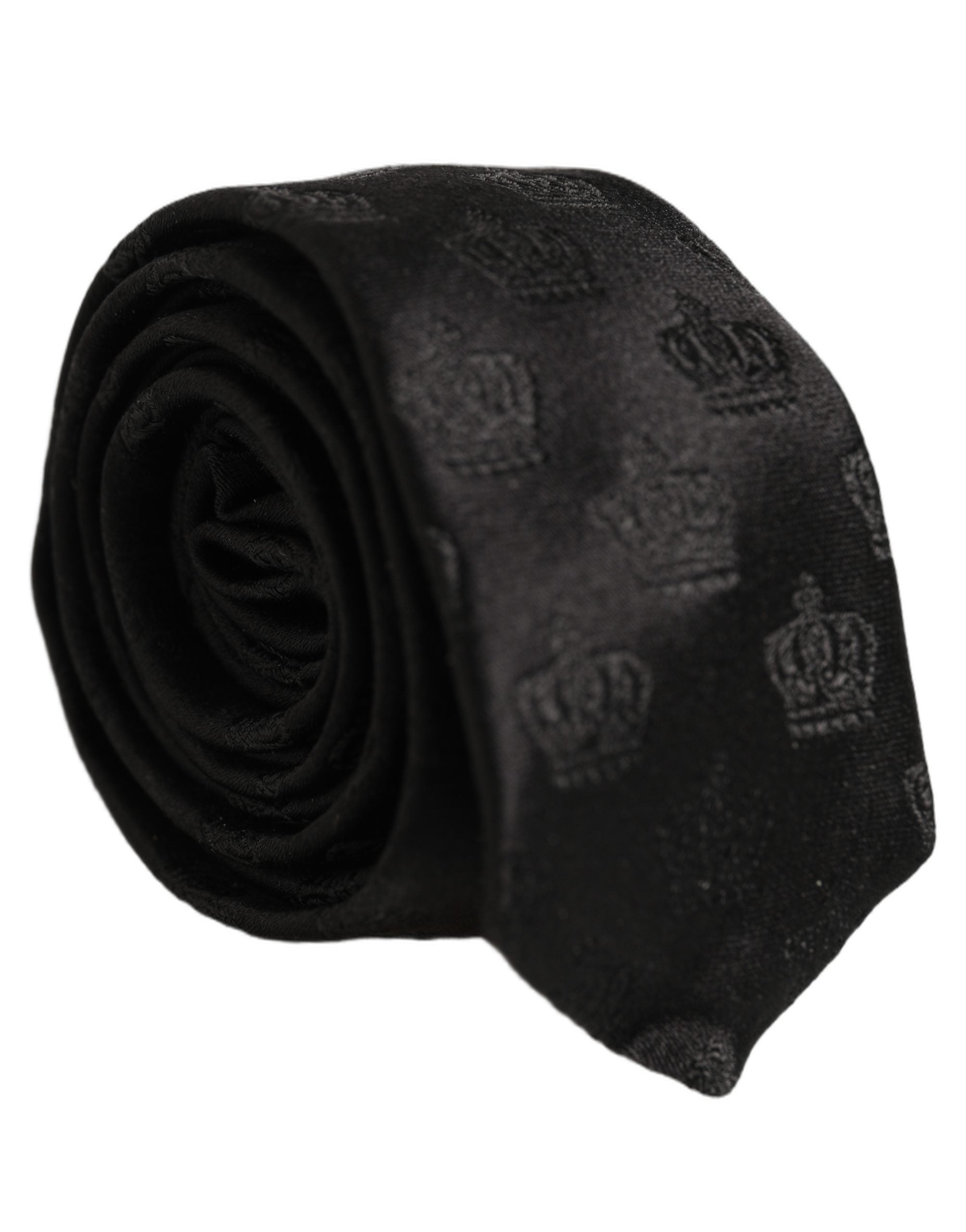 Dolce & Gabbana Men Black Crown Print Silk Adjustable Men'sd NeckMen's Men's Tie