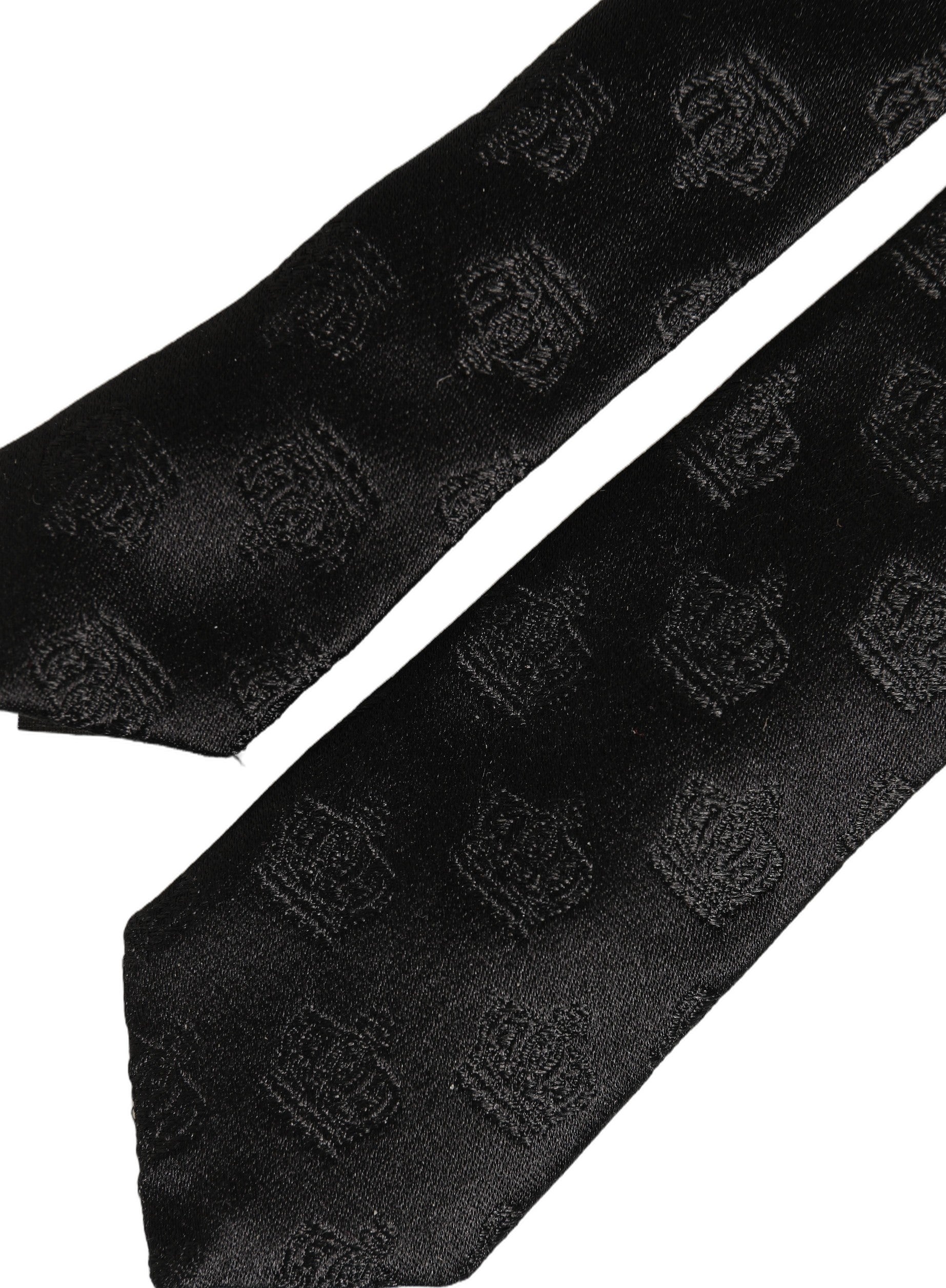 Dolce & Gabbana Men Black Crown Print Silk Adjustable Men'sd NeckMen's Men's Tie