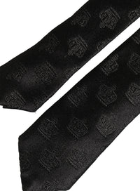 Dolce & Gabbana Men Black Crown Print Silk Adjustable Men'sd NeckMen's Men's Tie