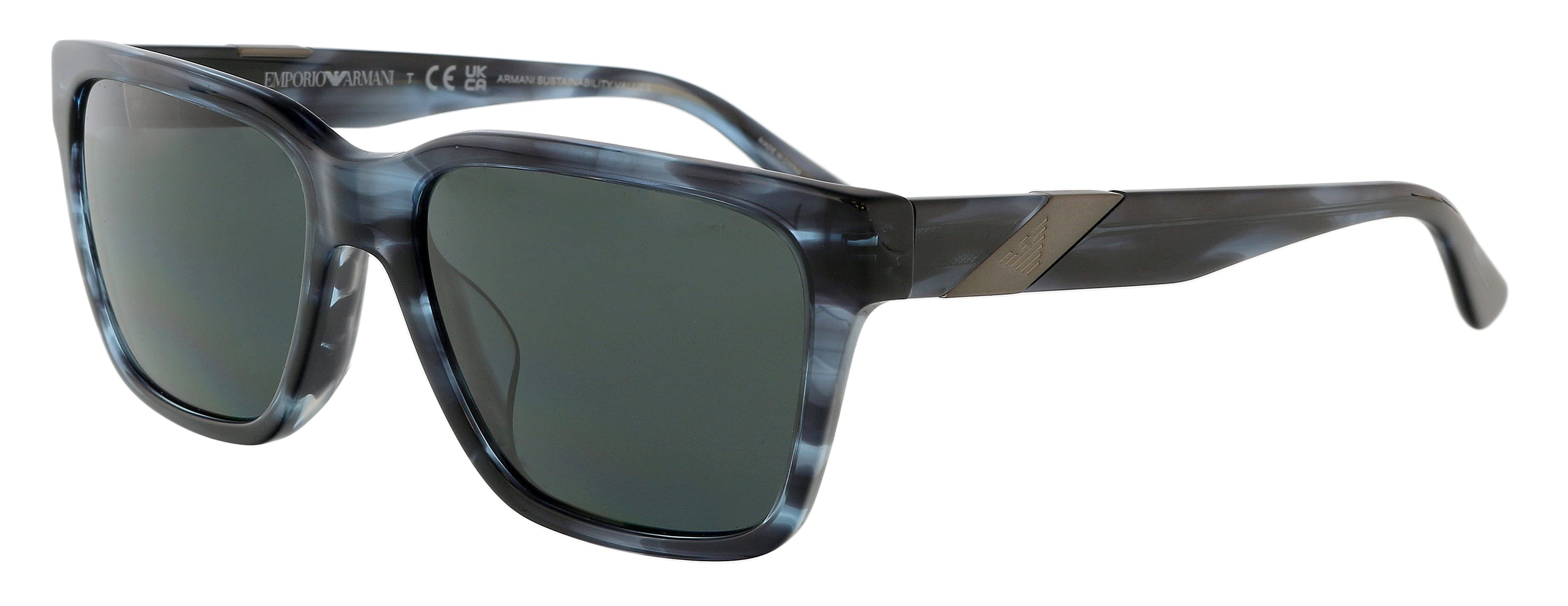 Emporio Armani 0EA4177F 531087 Full Rim Striped Grey Rectangular Sunglasses
