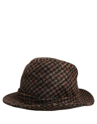 Dolce & Gabbana Dolce & Gabbana Brown Checkered Wool Tweed Fedora Capello Women's Hats