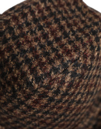 Dolce & Gabbana Dolce & Gabbana Brown Checkered Wool Tweed Fedora Capello Women's Hats