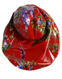 Dolce & Gabbana Dolce & Gabbana Glossy Red Floral Wide Brim Bucket Capello Women's Hat