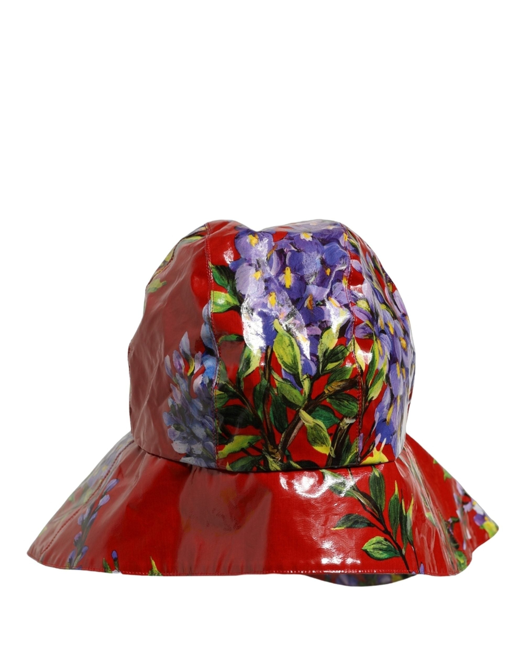 Dolce & Gabbana Dolce & Gabbana Glossy Red Floral Wide Brim Bucket Capello Women's Hat