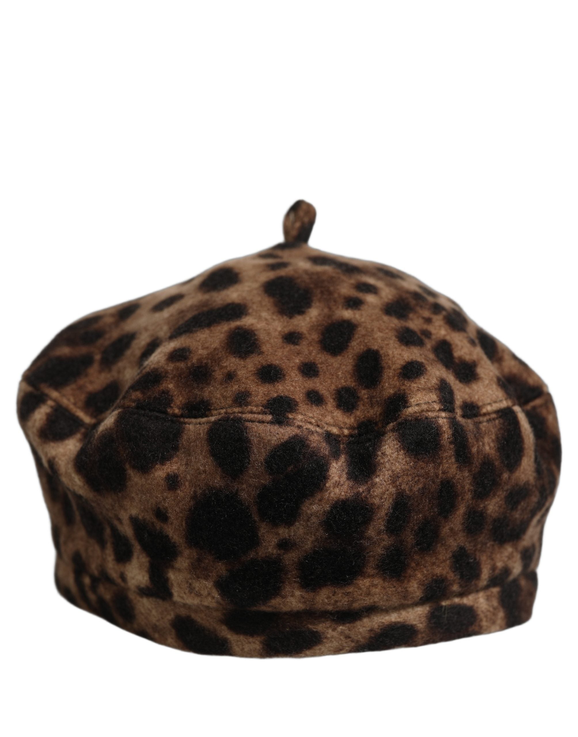 Dolce & Gabbana Dolce & Gabbana Brown Leopard French Style Beret Capello Women's Hat