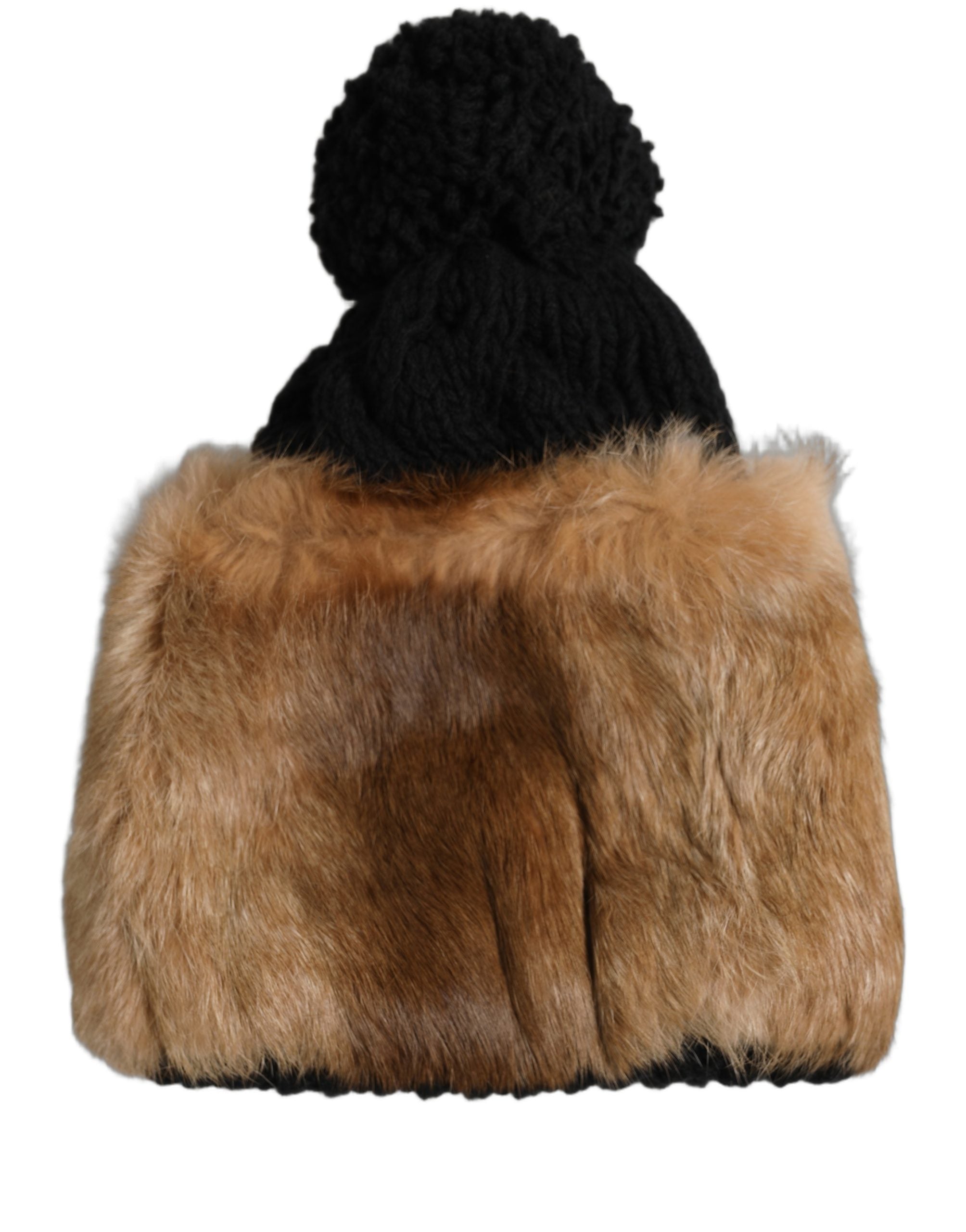 Dolce & Gabbana Dolce & Gabbana Black Brown Dyed Rabbit Real Fur Winter Beanie Women's Hat