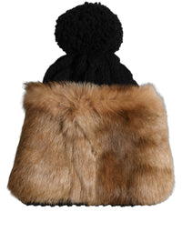 Dolce & Gabbana Dolce & Gabbana Black Brown Dyed Rabbit Real Fur Winter Beanie Women's Hat