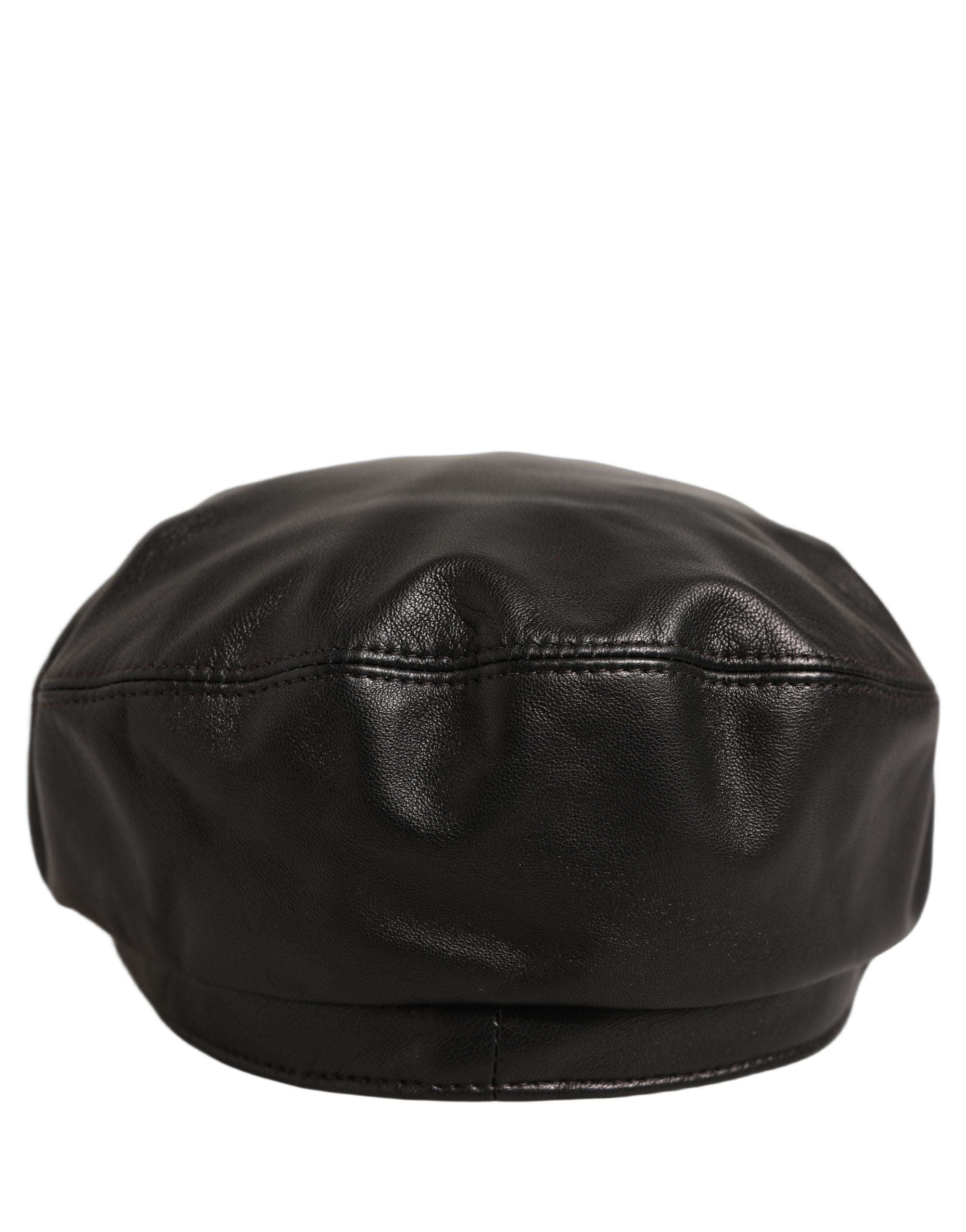 Dolce & Gabbana Dolce & Gabbana Black Lambskin Leather Newsboy Capello Women's Hat