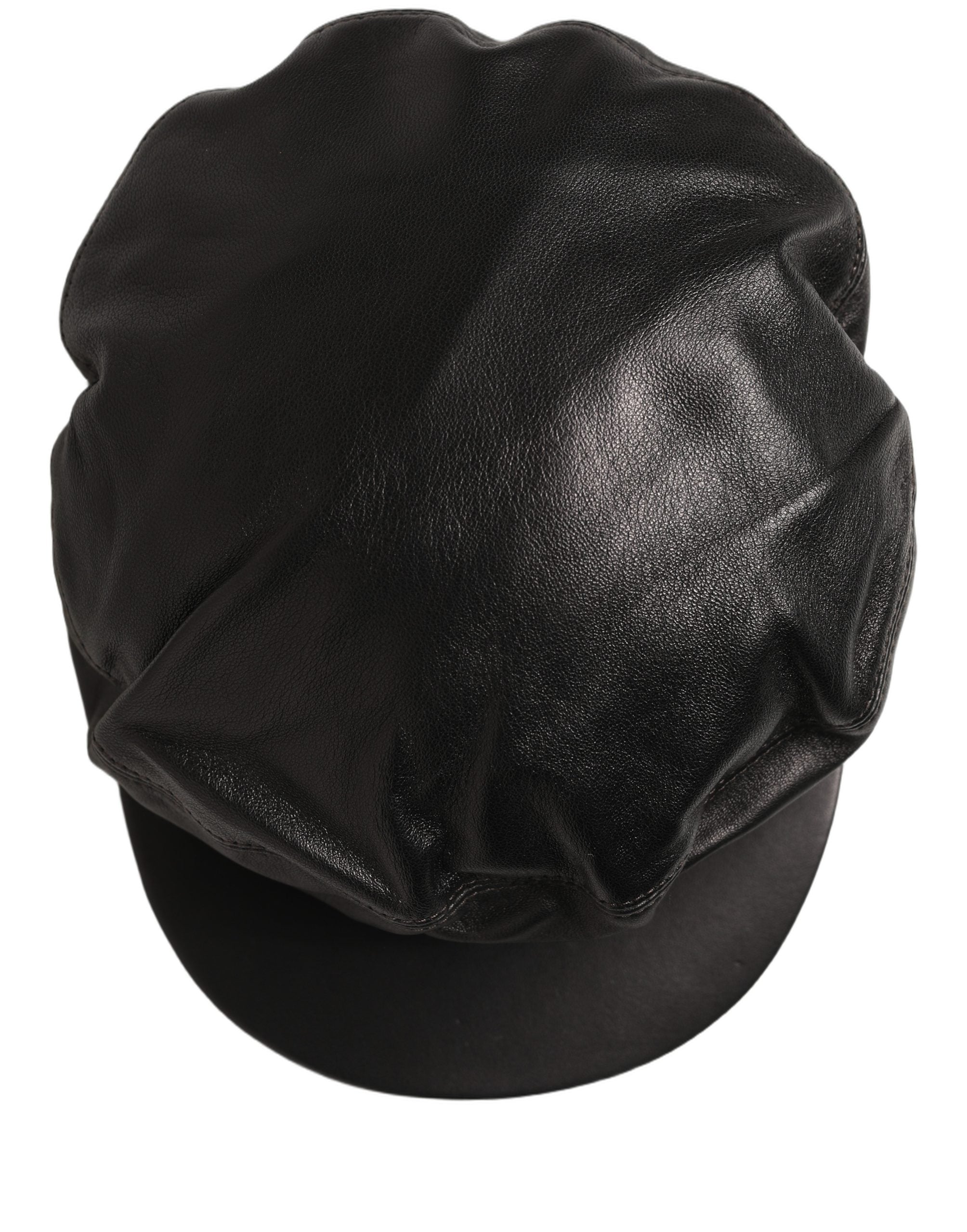 Dolce & Gabbana Dolce & Gabbana Black Lambskin Leather Newsboy Capello Women's Hat