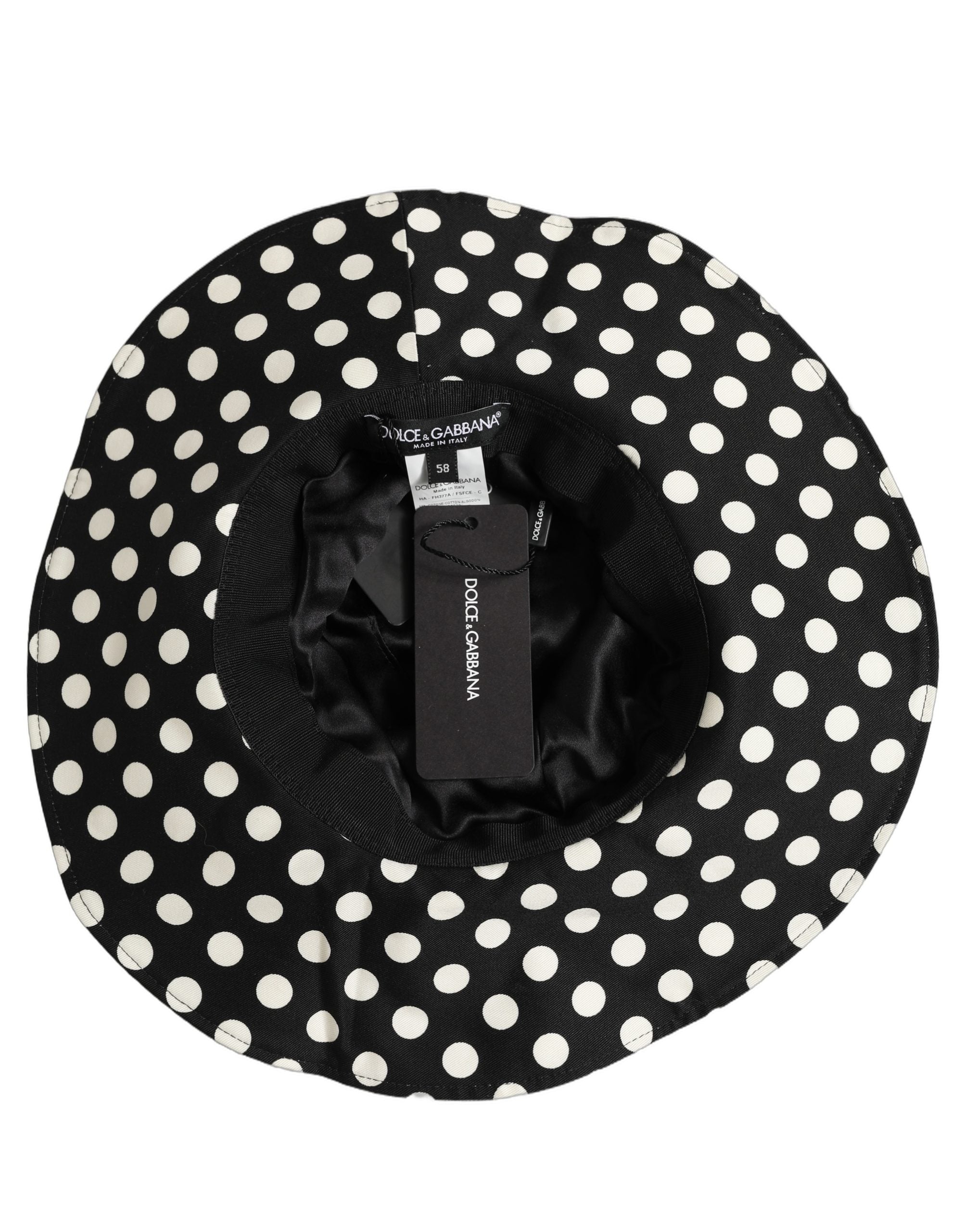 Dolce & Gabbana Dolce & Gabbana Black White Polka Dot Cotton Bucket Capello Women's Hat